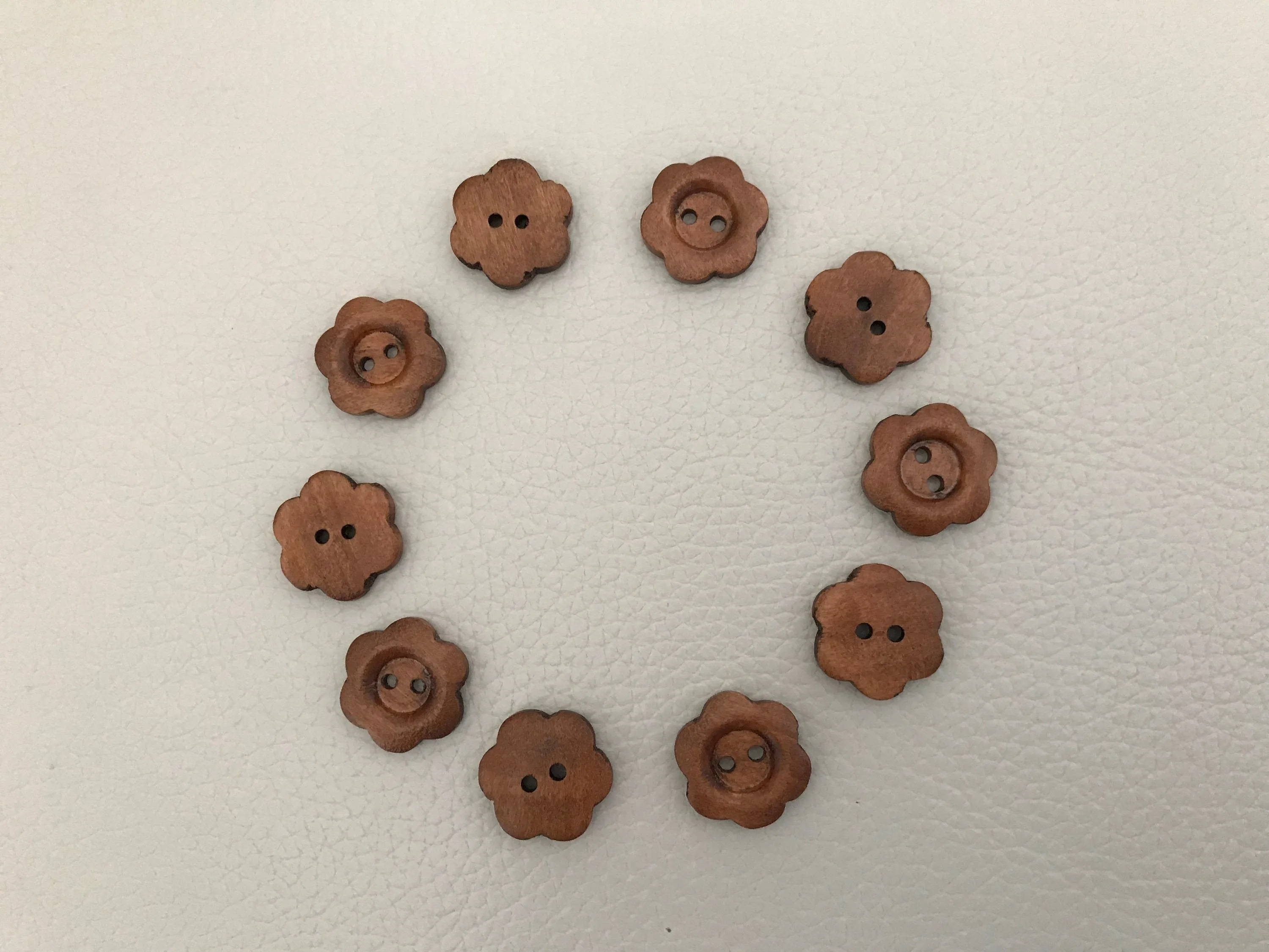 20mm Dark Brown Buttons, Flower Design