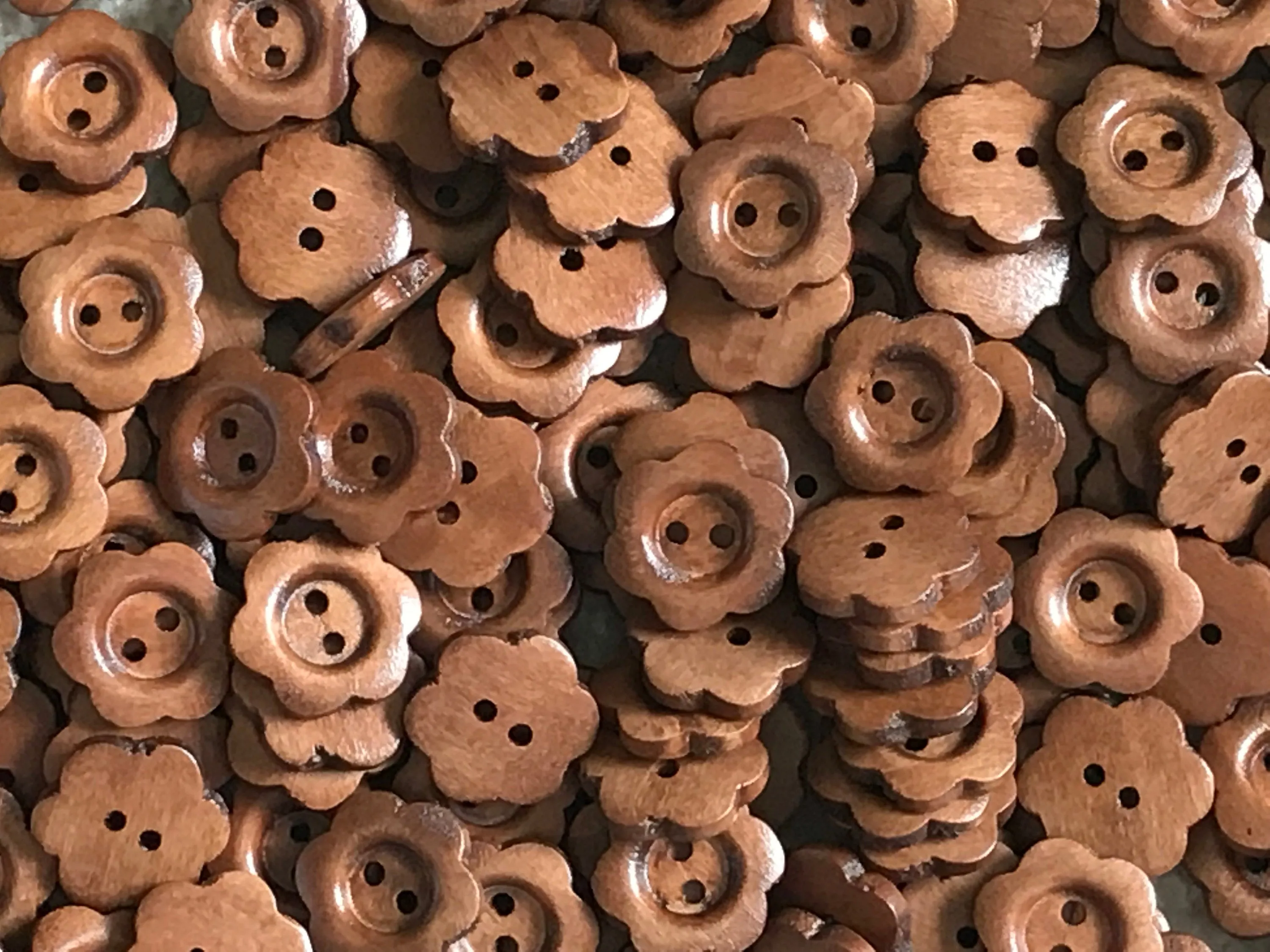 20mm Dark Brown Buttons, Flower Design