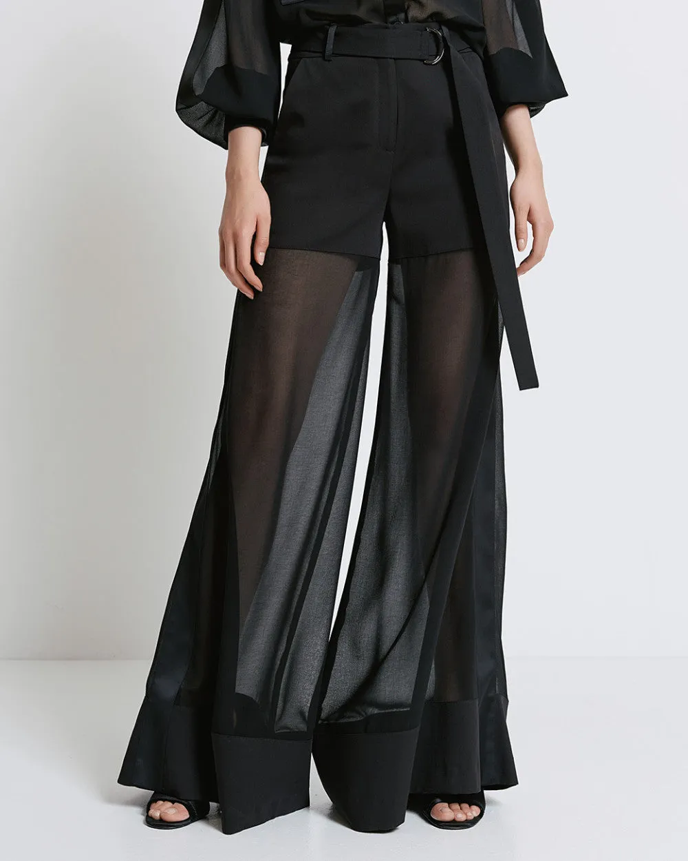 Access Fashion Black Sheer Detail Trousers