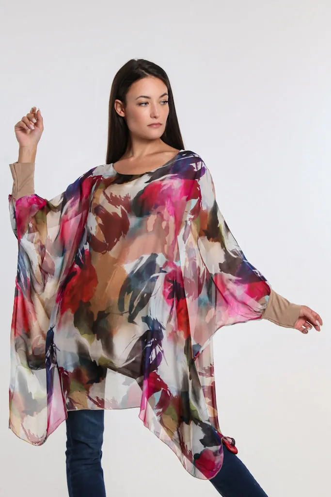 Alessia Falling Leaves Silk Kaftan Dress (DQ202L)