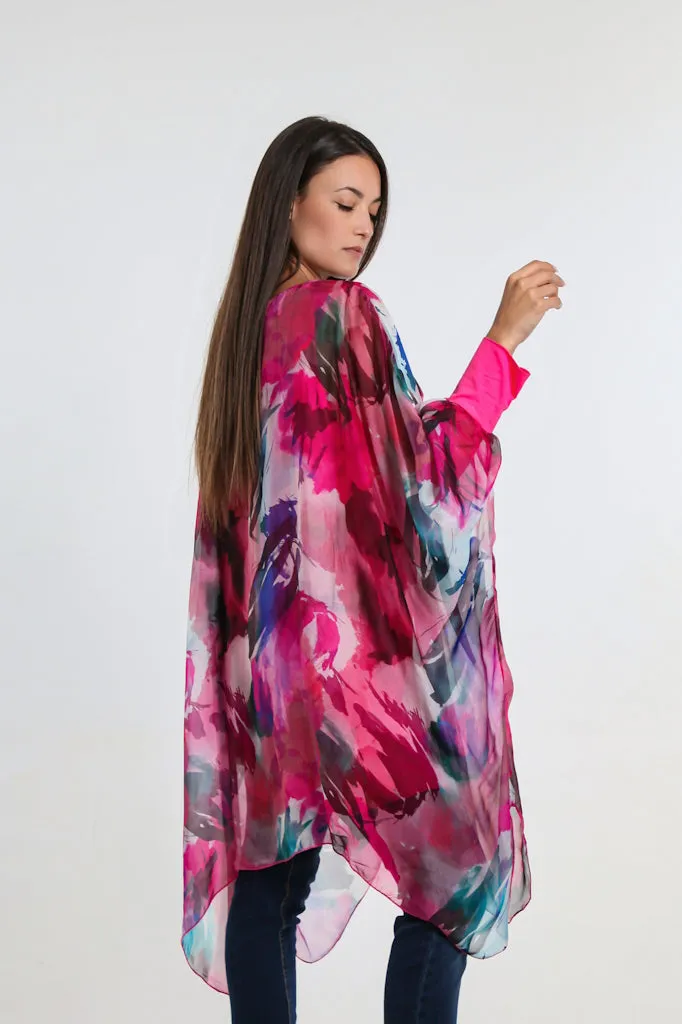 Alessia Falling Leaves Silk Kaftan Dress (DQ202L)