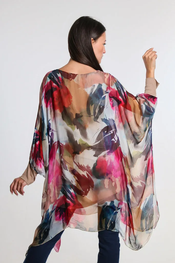 Alessia Falling Leaves Silk Kaftan Dress (DQ202L)