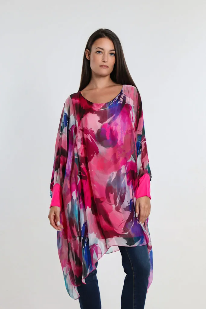 Alessia Falling Leaves Silk Kaftan Dress (DQ202L)