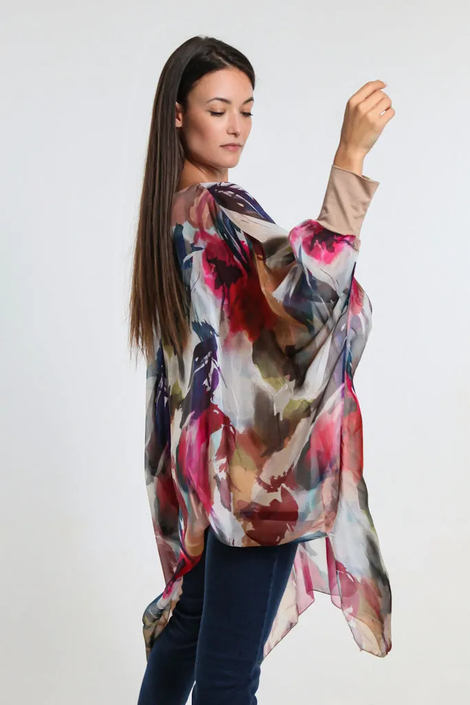 Alessia Falling Leaves Silk Kaftan Dress (DQ202L)