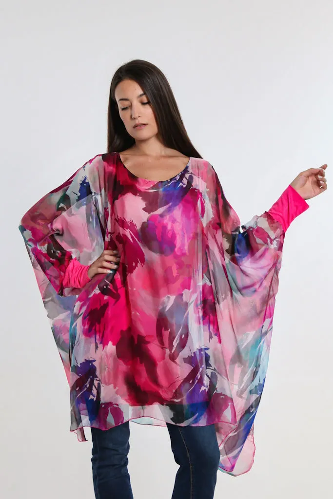 Alessia Falling Leaves Silk Kaftan Dress (DQ202L)