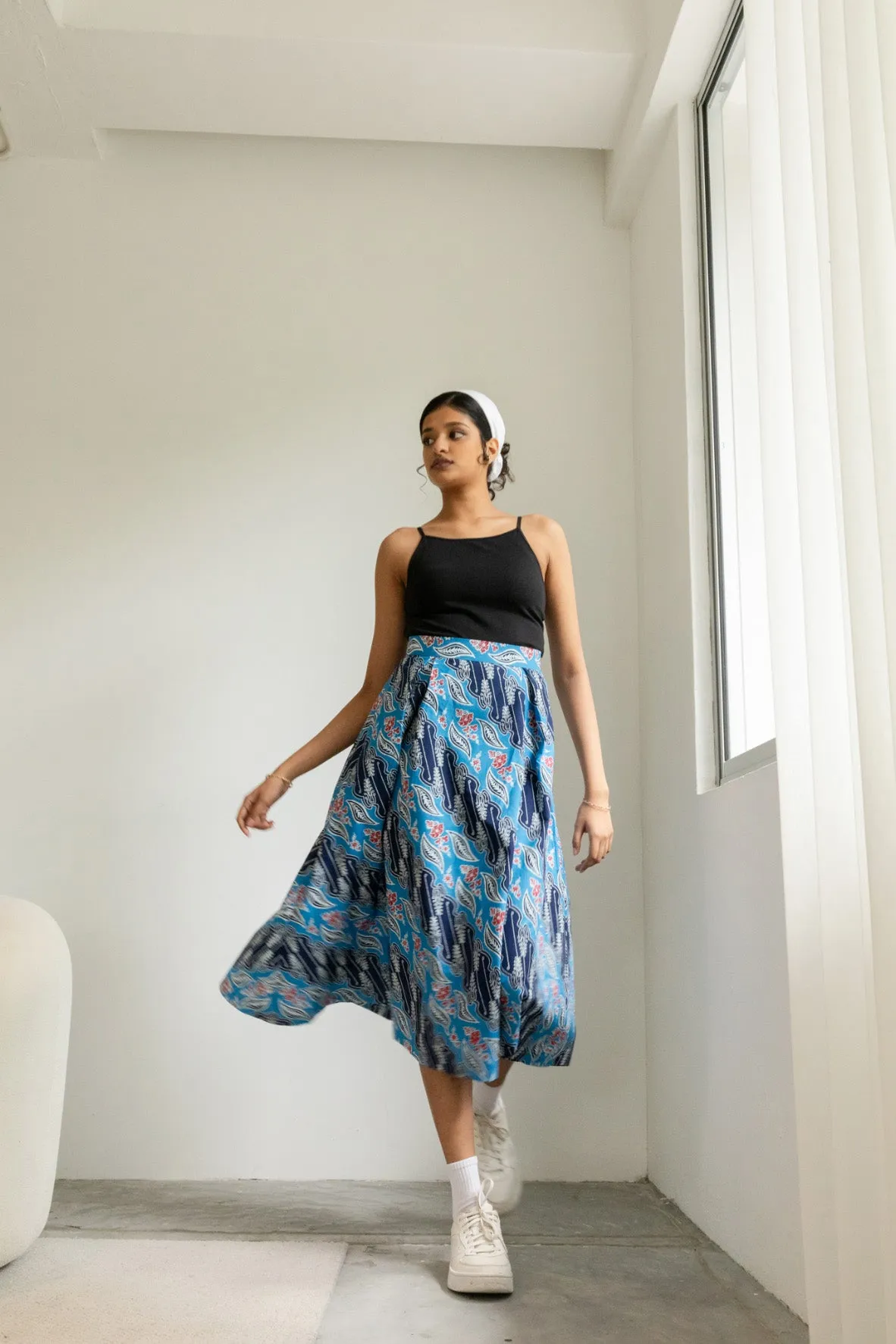 Batik Swing Skirt Asmara Indigo