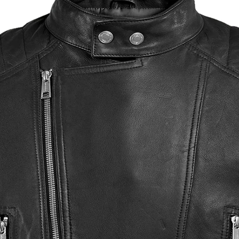 Best Genuine Quality Shotgun Fashion Black Moto Biker Leather Jacket