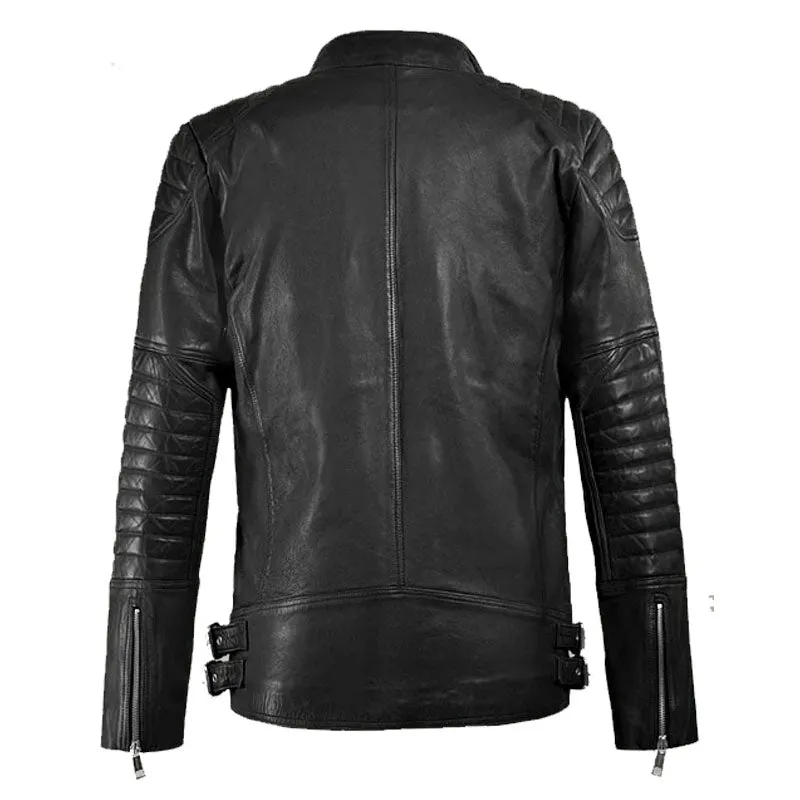 Best Genuine Quality Shotgun Fashion Black Moto Biker Leather Jacket