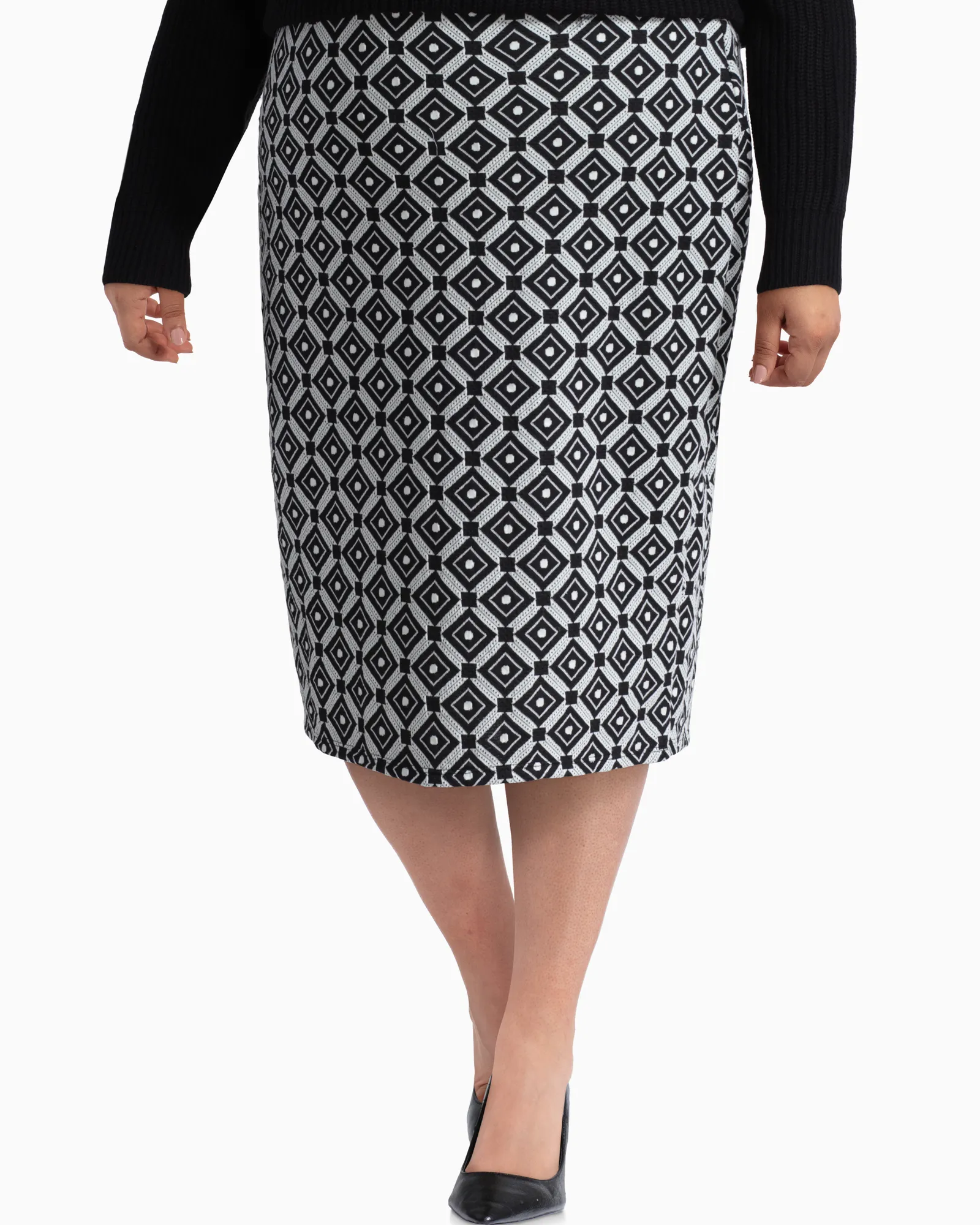 Borage Knit Pencil Skirt | Black / Ivory