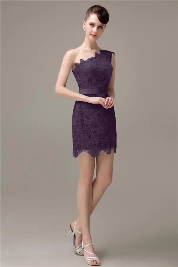 Charming Lace One-shoulder Short Bridesmaid Dresses