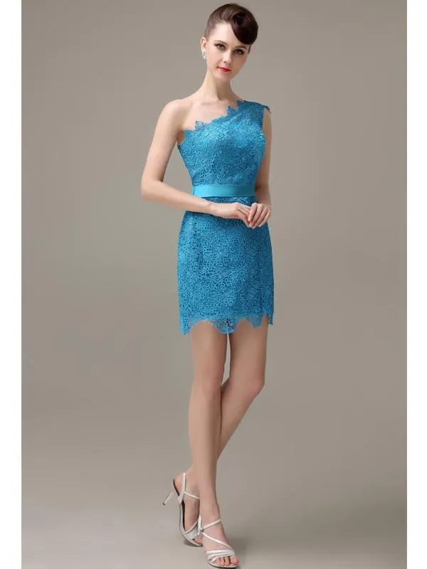 Charming Lace One-shoulder Short Bridesmaid Dresses