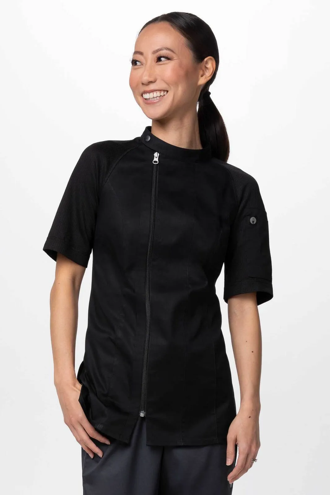 Chef Works Womens Varkala Chef Jacket- Black