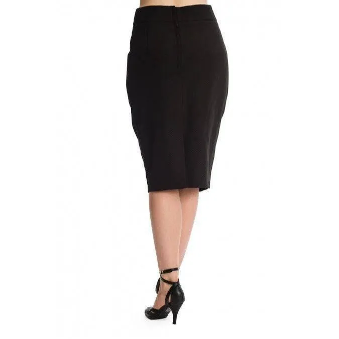 Cherry Jane Rockabilly Pencil Skirt Black