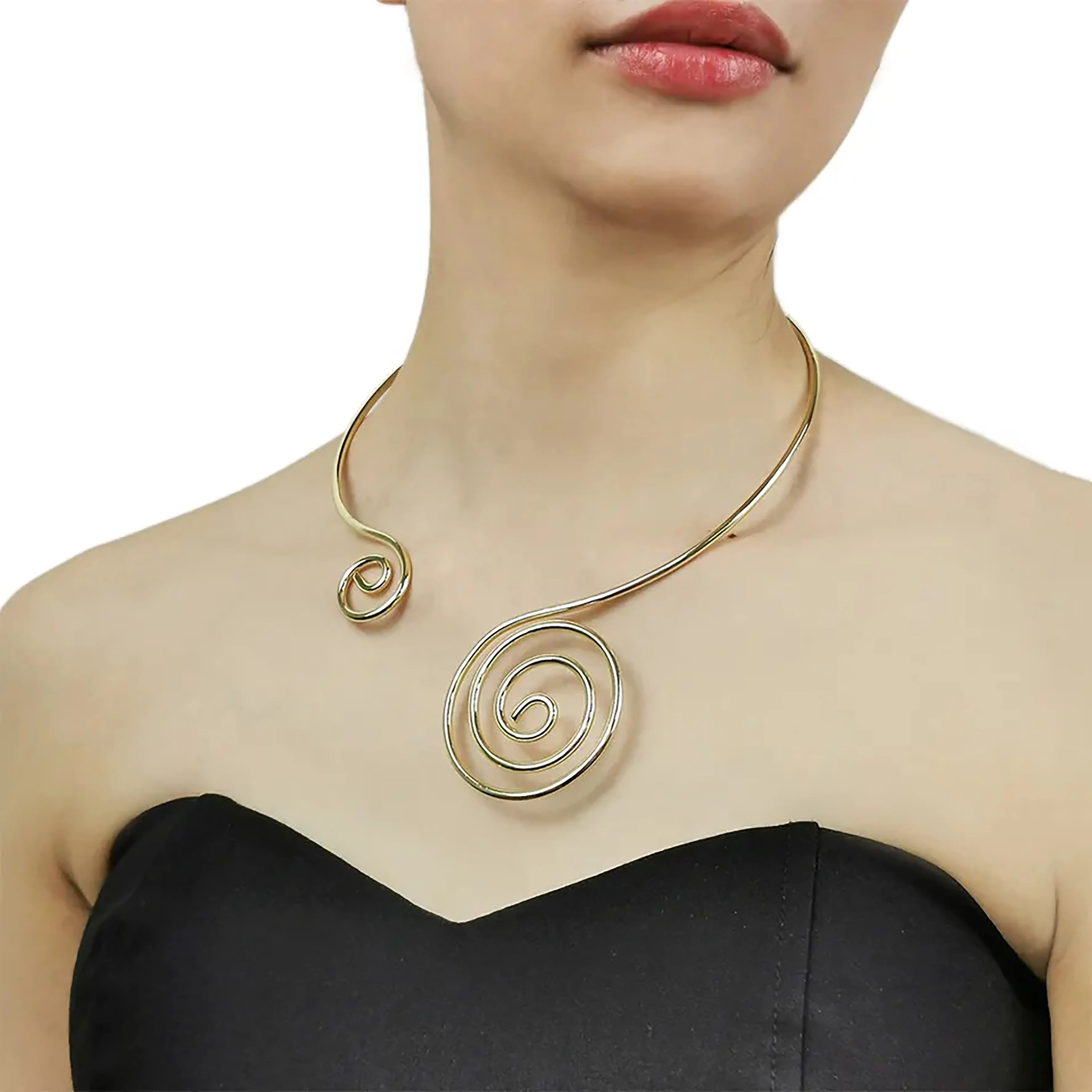 Chokore Double Spiral Choker Necklace (Gold)