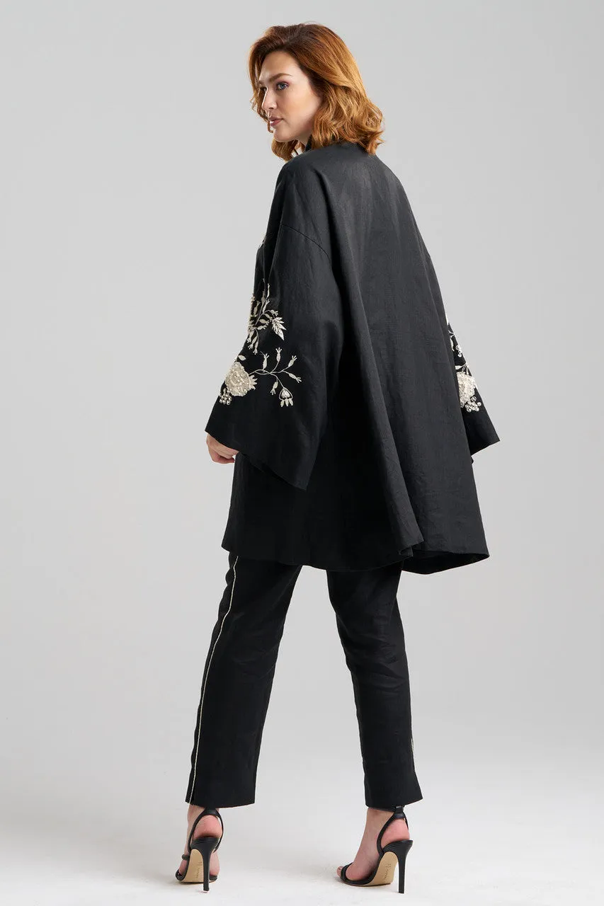 Couture Luxe Linen Embroidered Kimono Jacket