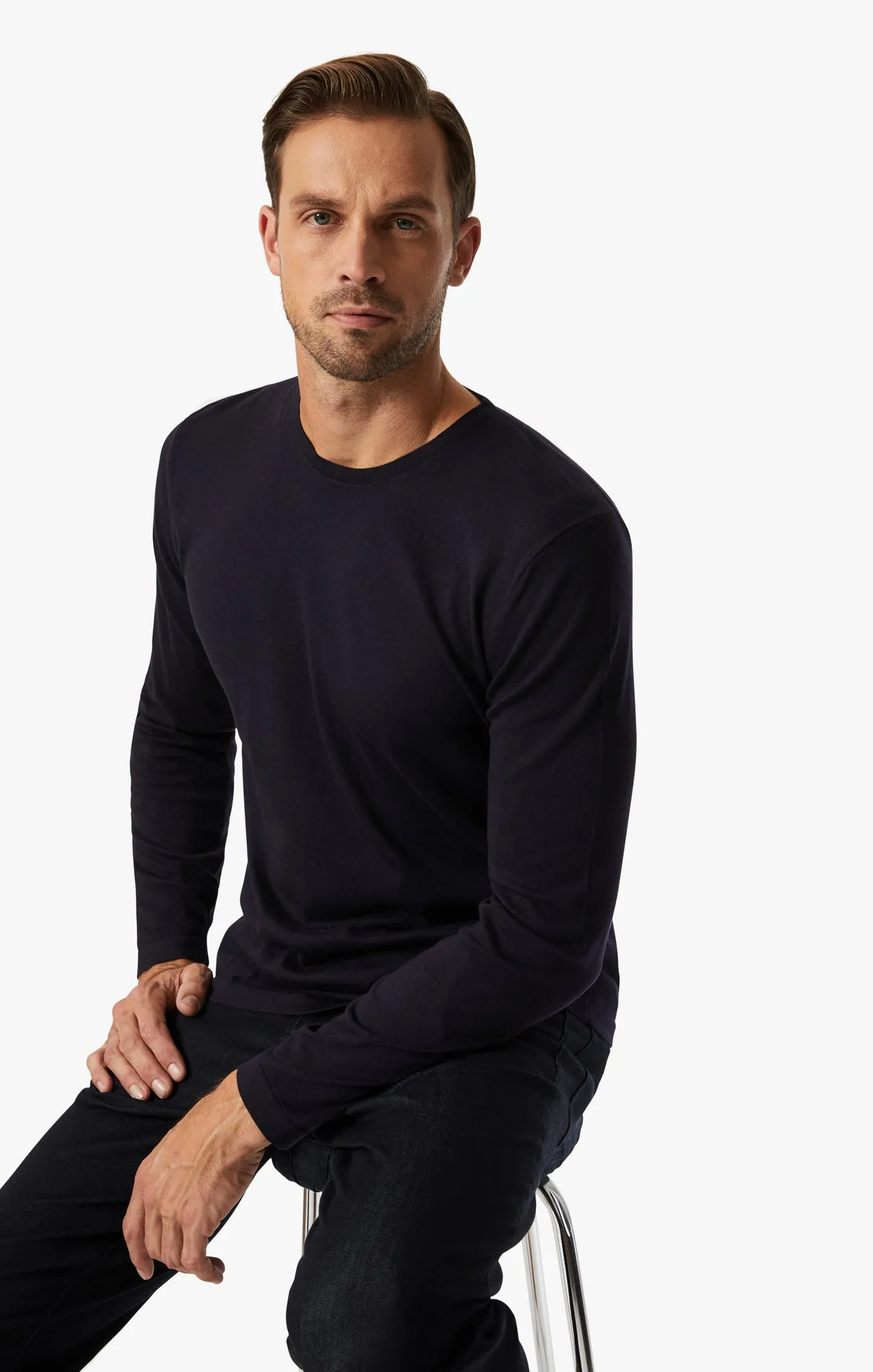 Crew Neck Sweater In Navy