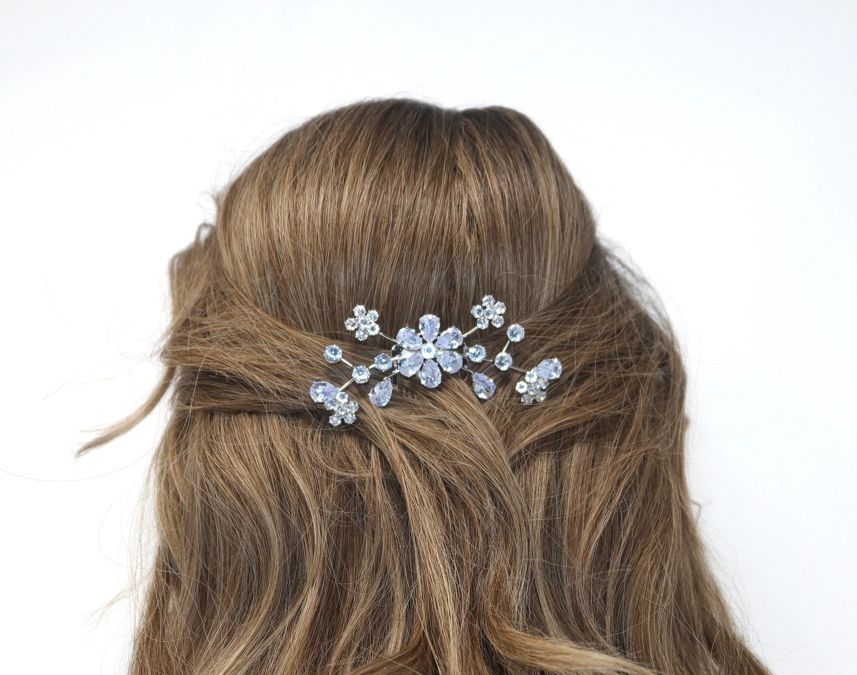 Cubic Zirconia, Charismatic Teardrop Floral  Bridal Hair Comb, Bridal Hair Accessories, Wedding Hair Accessory, Bridal Hair Comb.