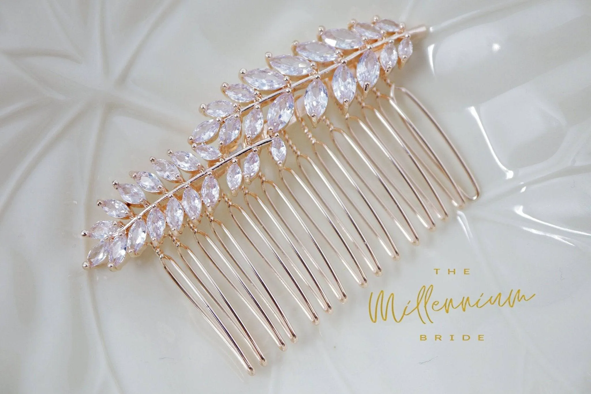 Cubic Zirconia, Diamond Vine Leaves Small Bridal Hair Comb, Bridal Hair Piece, Bridal Hair Accessories, Wedding Hair Accessory.