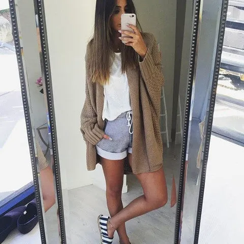 CUTE KHAKI FASHION CARDIGANS