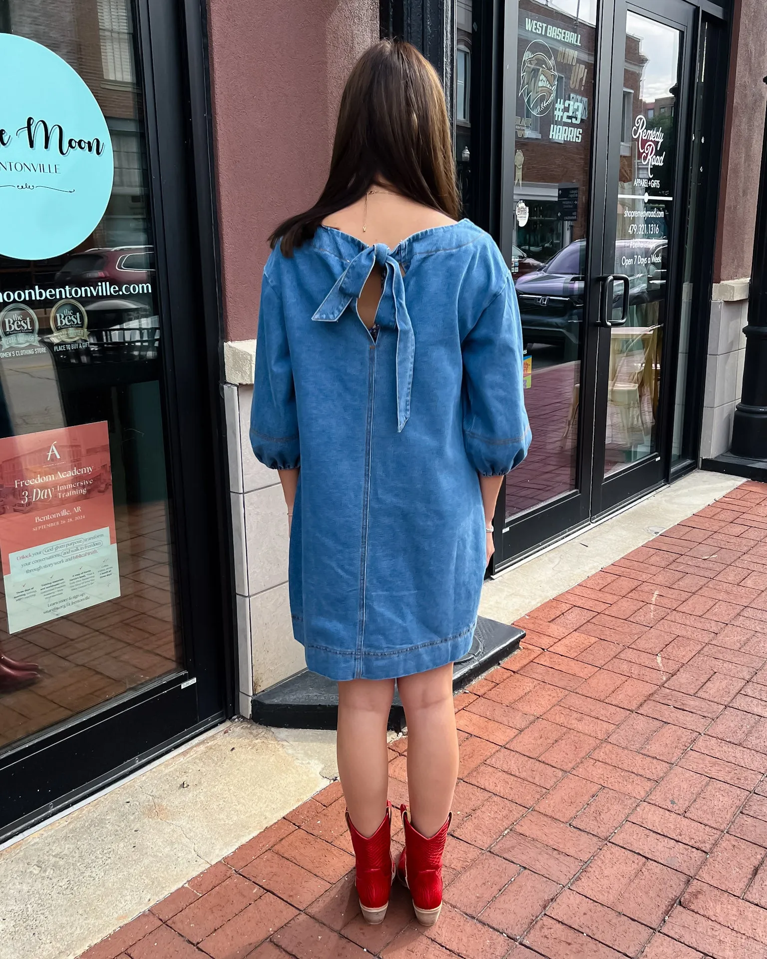 Dark Denim Boatneck Mini Dress