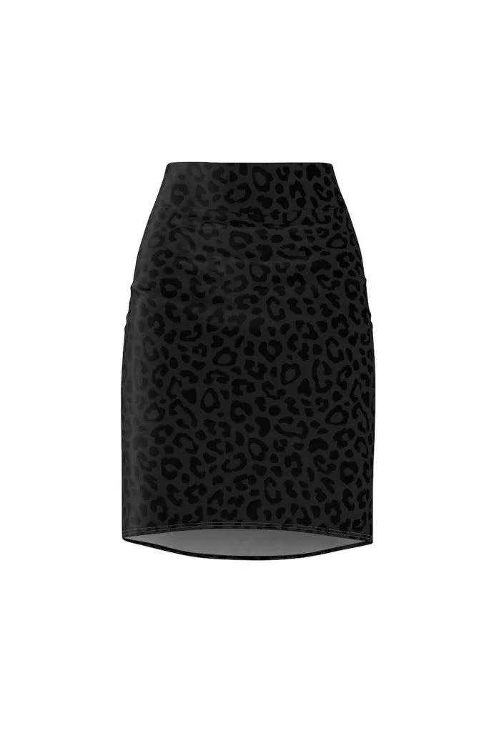 Dark Leopard Print Women's Pencil Skirt