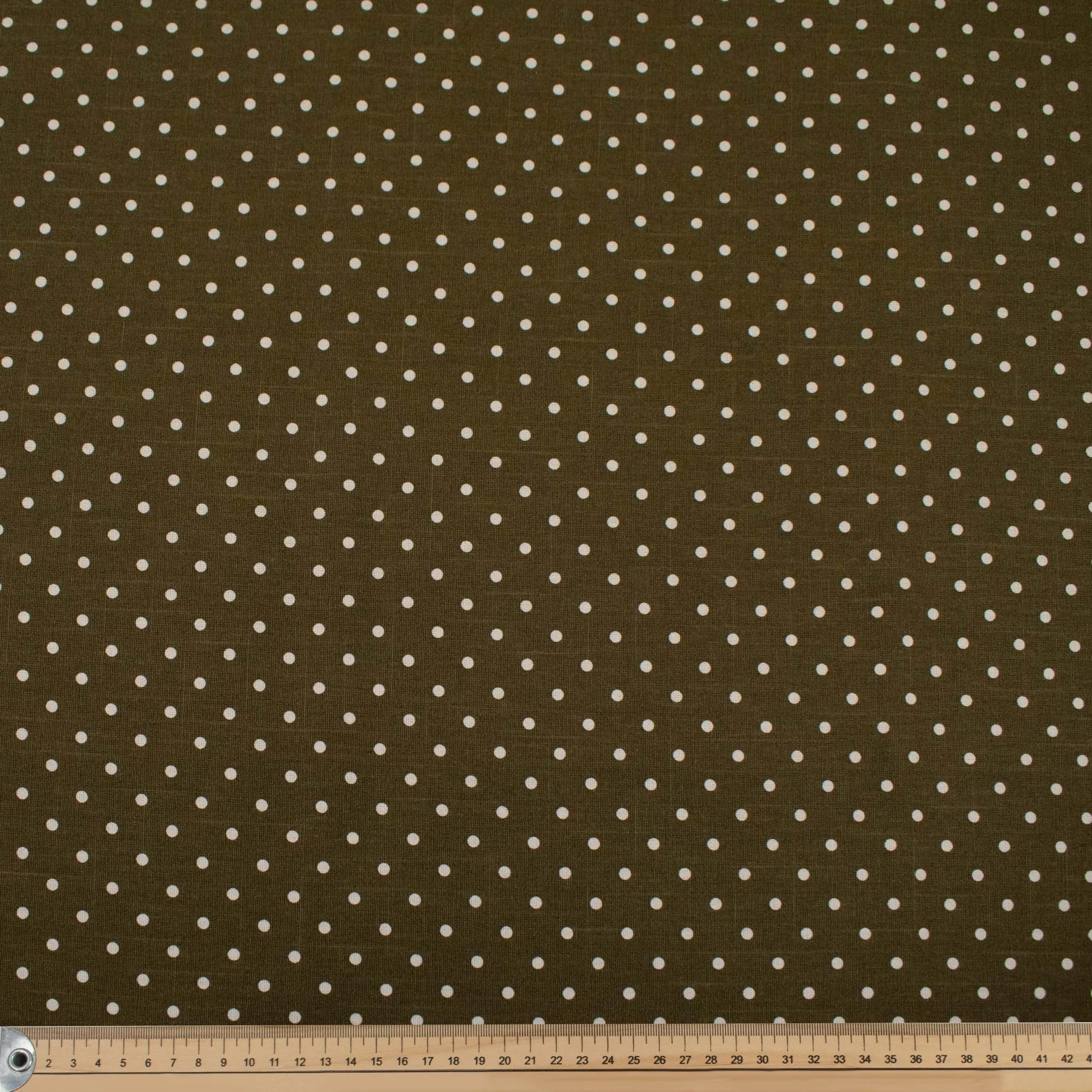 Dark Olive Natural Medium Dots Cotton Canvas Print