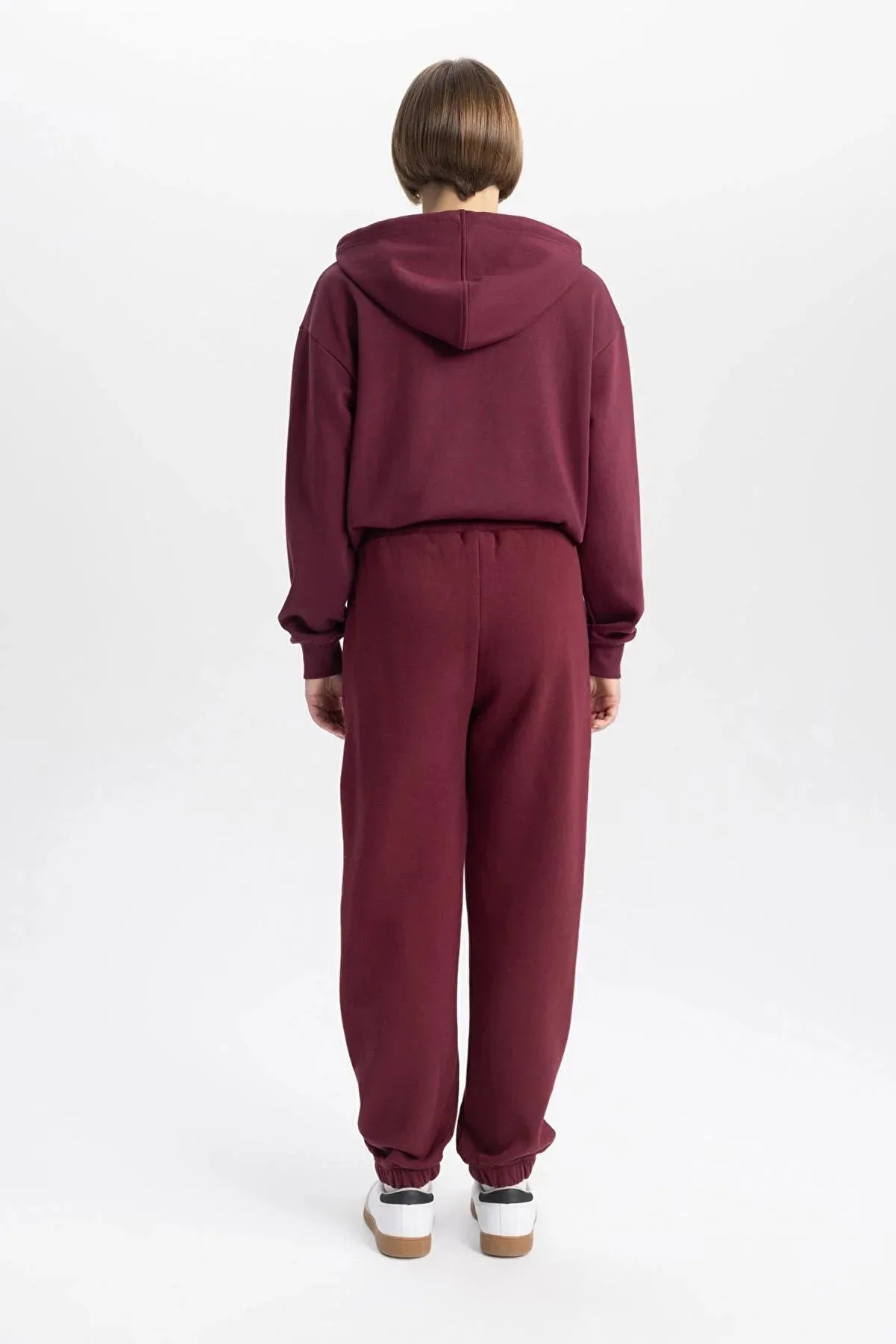 Defacto Women's Claret Red Lace Waist Jogger Tracksuit