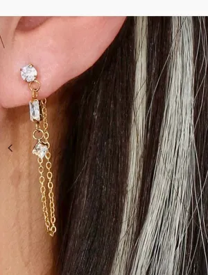 Diamond Loop Chain Earrings