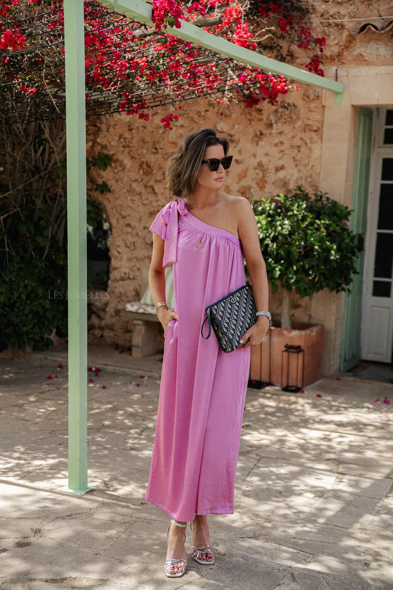 Emma one shoulder maxi dress orchid