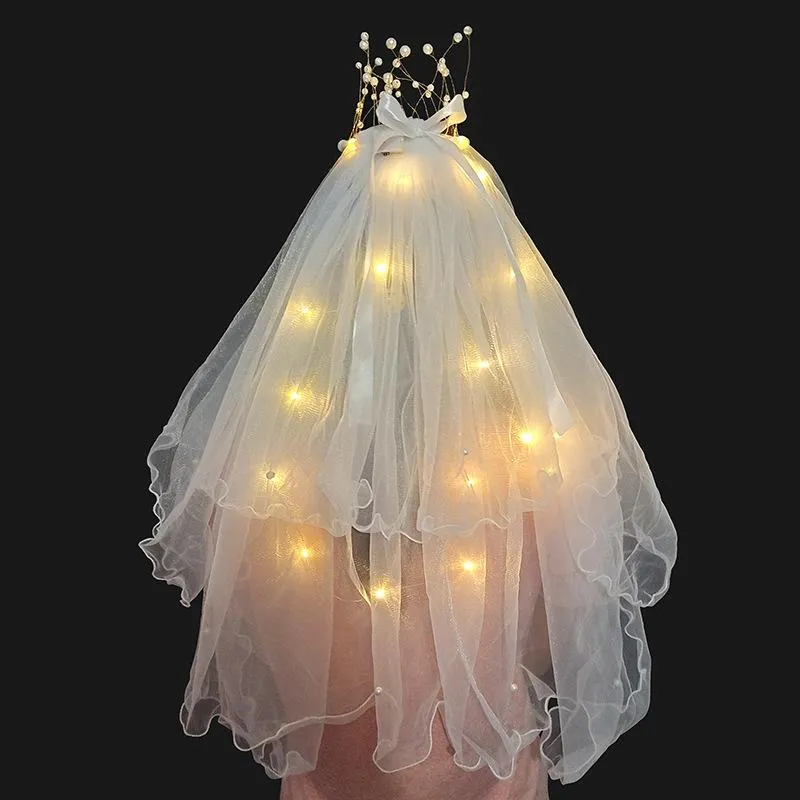 Enchanting LED Wedding Pearl Veil