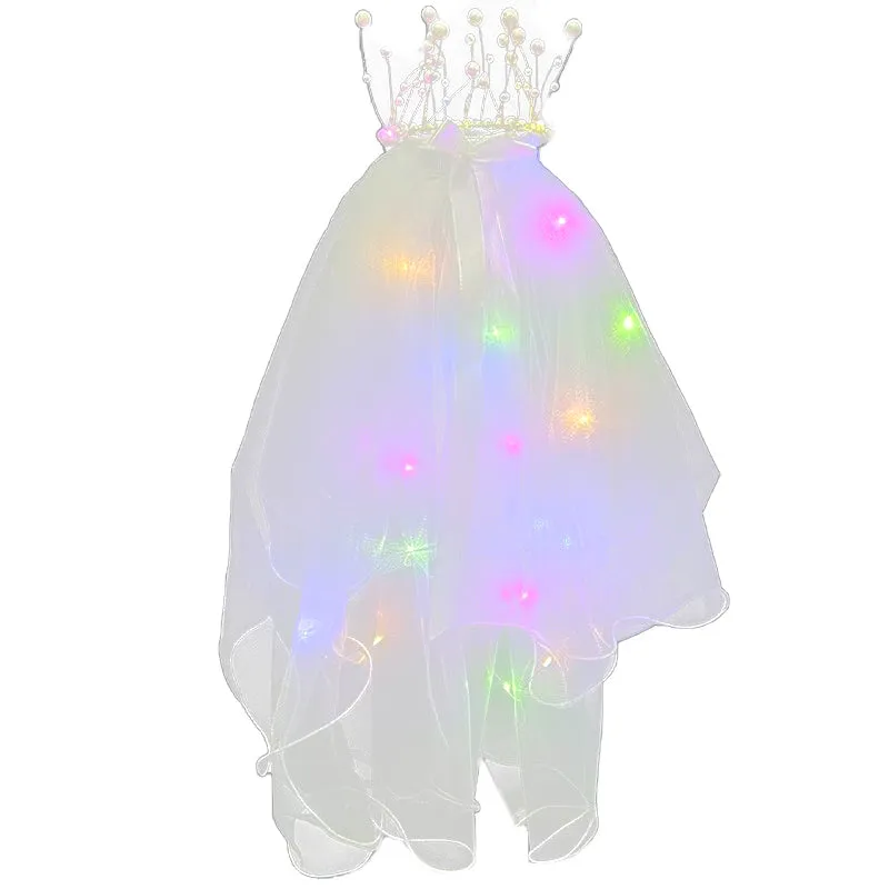 Enchanting LED Wedding Pearl Veil