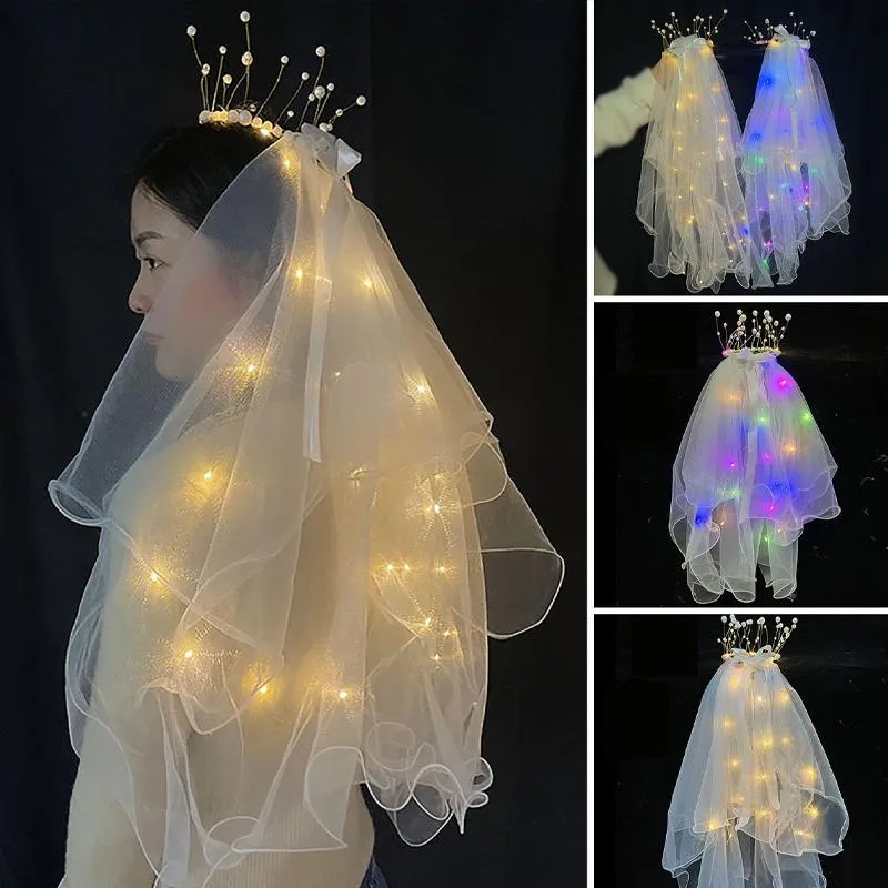 Enchanting LED Wedding Pearl Veil