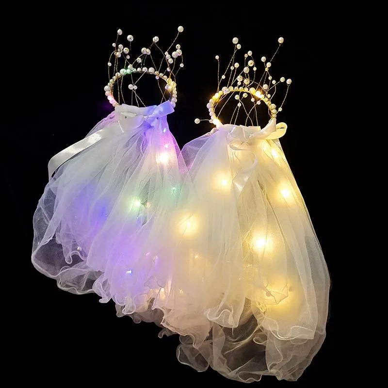 Enchanting LED Wedding Pearl Veil