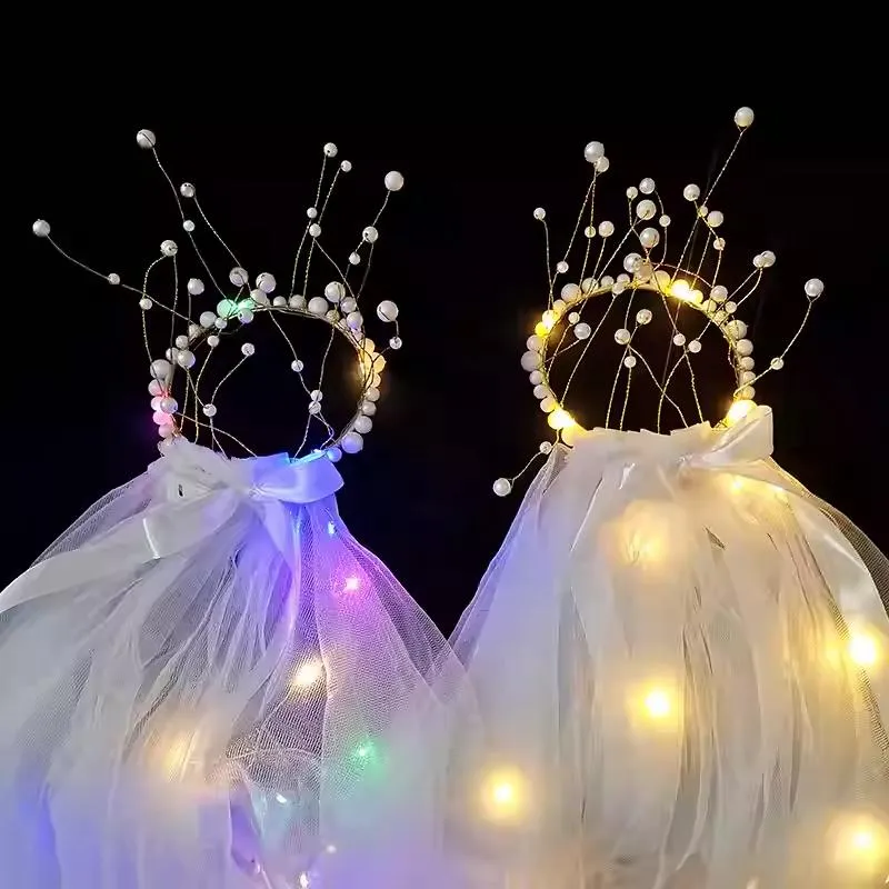 Enchanting LED Wedding Pearl Veil