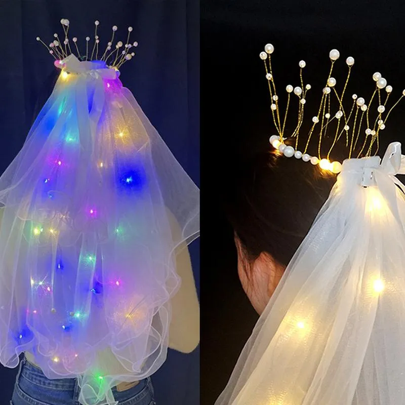 Enchanting LED Wedding Pearl Veil