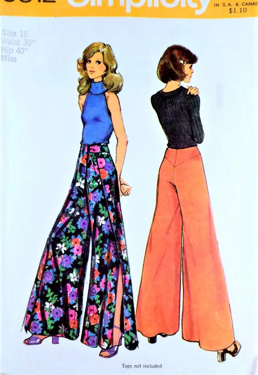 FAB 70s Wrap and Tie Pants Pattern SIMPLICITY 5312 Palazzo Pants,Wrap Pants, Pant Skirt,Bell Bottoms, Festival Pants Yoke Back,Boho,Waist 30 Vintage Sewing Pattern FACTORY FOLDED