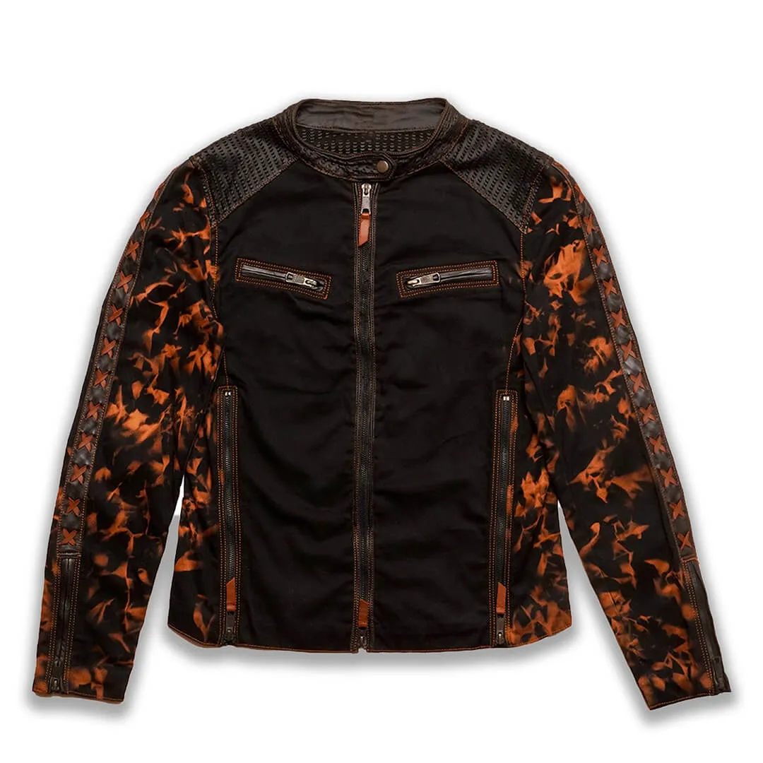 Floral Leather Twill Jacket