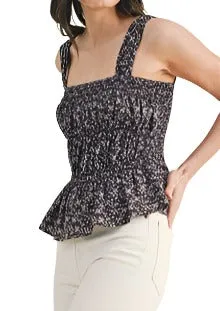 Floral Ruched Square Neck Tank Top