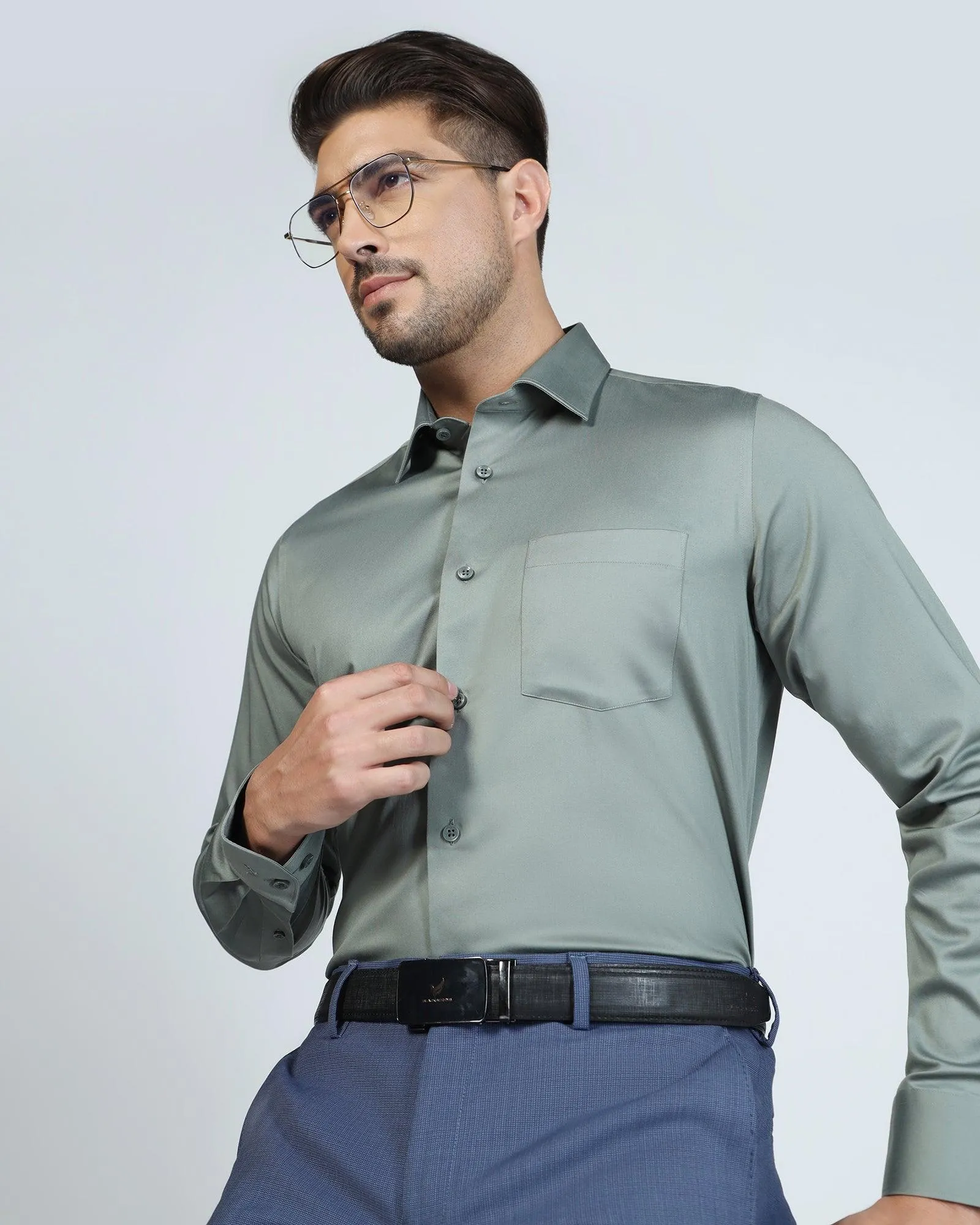 Formal Olive Solid Shirt - Rolf