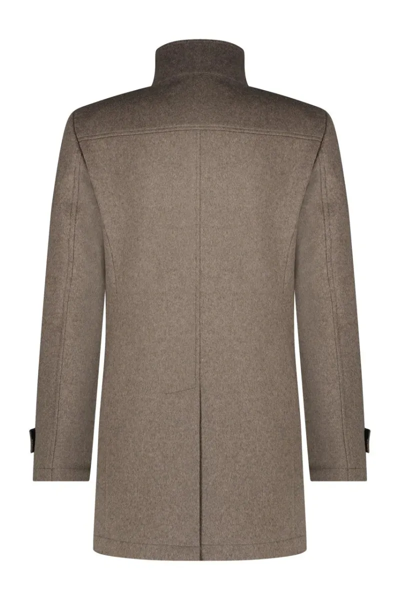 Funnel Neck Overcoat - Fawn