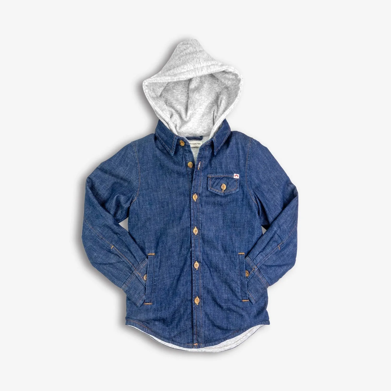 Glen Hooded Shirt | Denim Blue