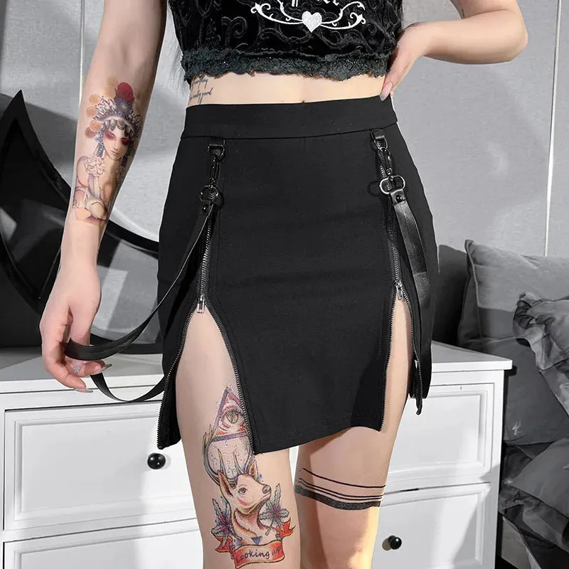 Gothic Punk Grunge Split Sexy High Waist Mini Skirt