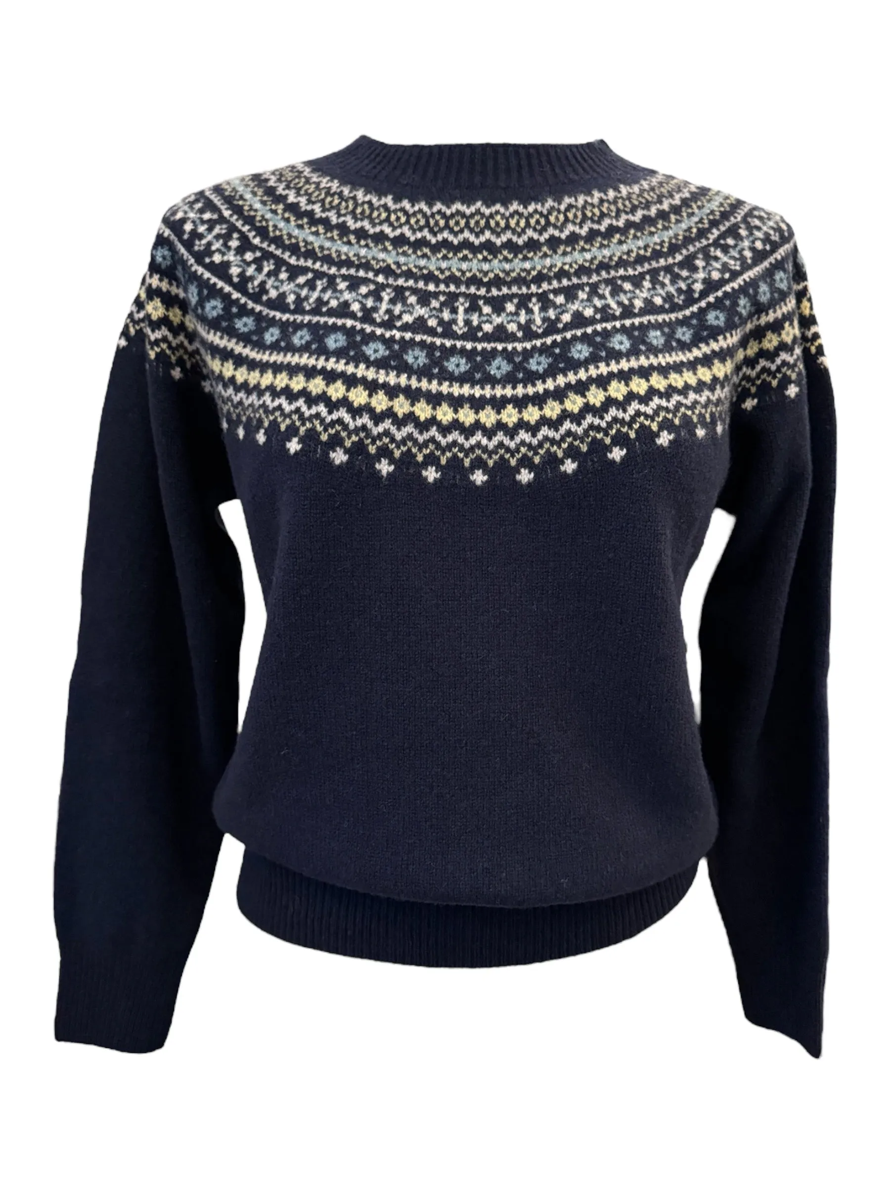 Harley Women's Wool/Cashmere Fairisle Sweater Navy