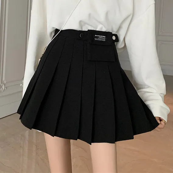 High Waist Pleated A-Line Short Skirt