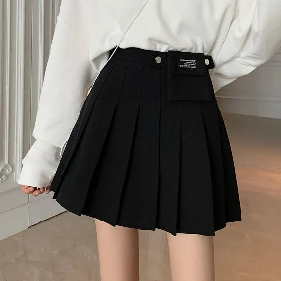 High Waist Pleated A-Line Short Skirt