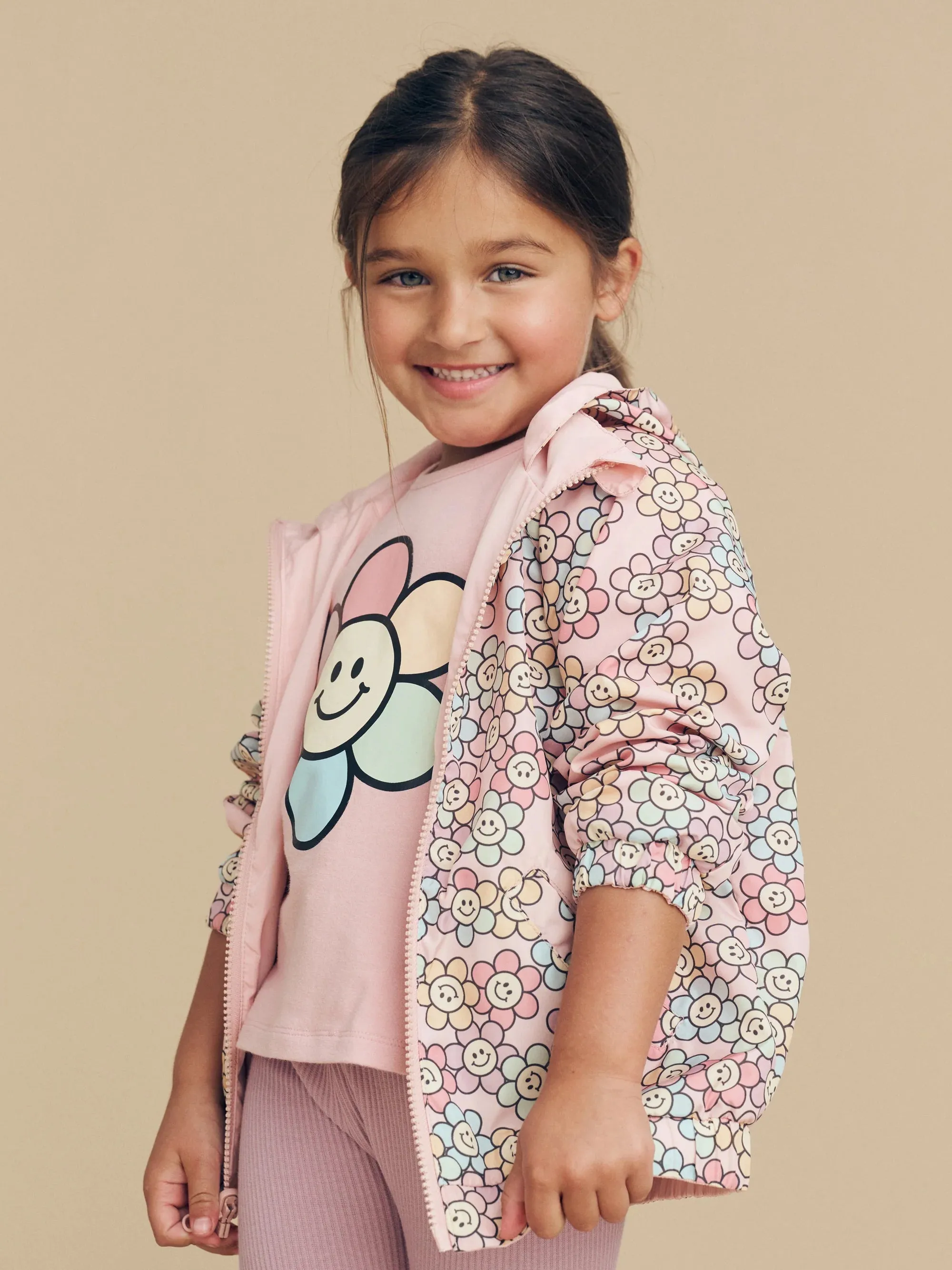 Huxbaby Rainbow Daisy Reversible Rain Jacket