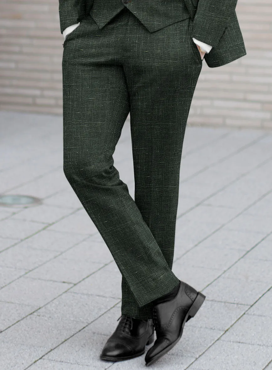 Italian Murano Bottle Green Wool Linen Pants