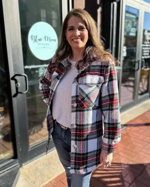 Ivory/Red Flannel Plaid Jacket