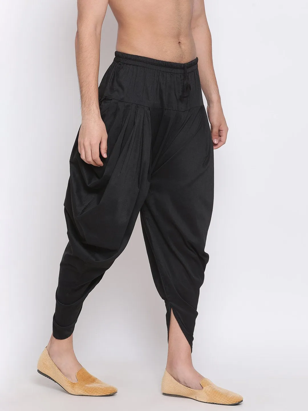 Jashvi Men's Black Solid Dhoti Pant