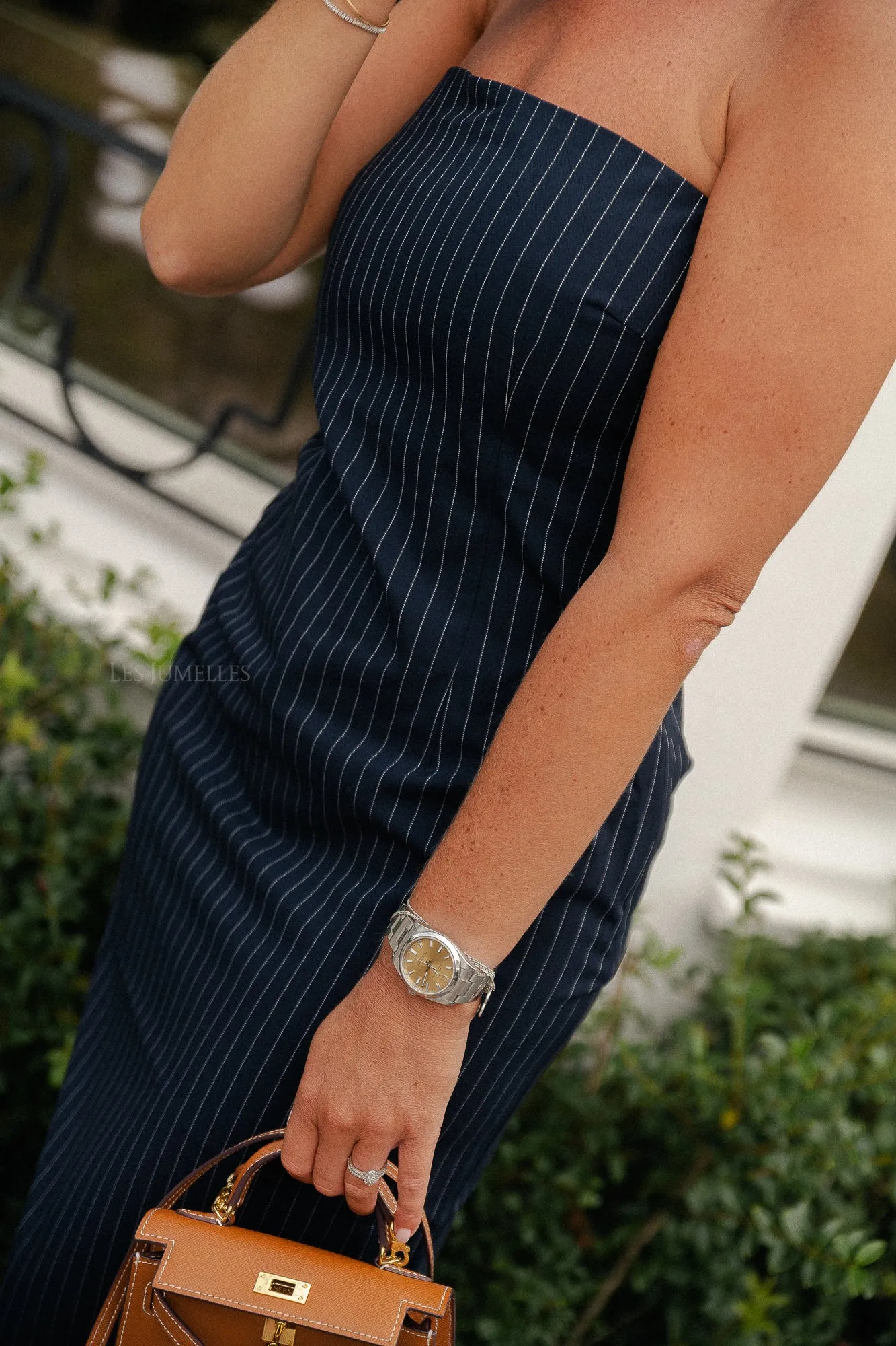 Juliane dress navy pinstripe